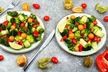 Light vegetable salad, homemade food.