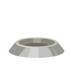 Empty steel bowl for pets. Vector hand drawn element. 