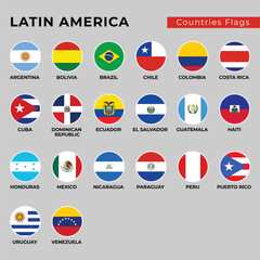 Latin American countries flag vector icons collection.