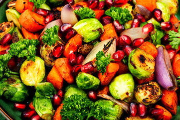 Vegan colorful healthy salad, close up.