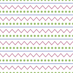 Decorative seamless pattern with dots, lines, and zig zag lines