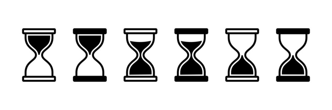 Hourglass vector icon. Line sand clock symbol. Time flow illustration