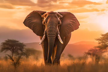 Obraz na płótnie Canvas Majestic Elephant in the Wild - Captured by Generative AI 