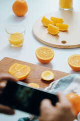 オレンジ　みかん　朝食