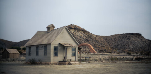 lonely house in western ghost town