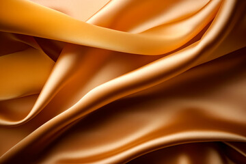 Close up view of satin material with yellow ribbon on it. Generative AI.