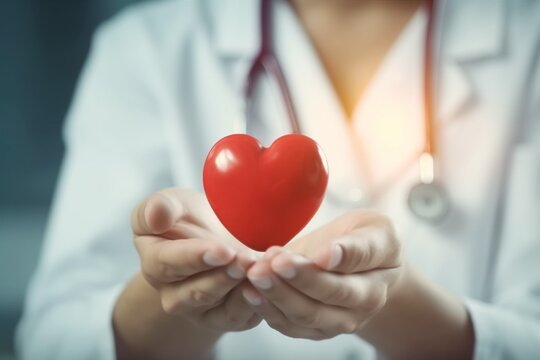 hand cardiology doctor heart medicine concept health care person hospital. Generative AI.