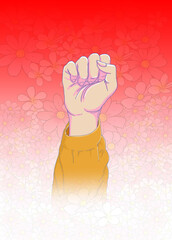 
illustration of a woman's hand on a flower background, color illustration for background, cover illustration, poster etc