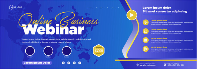 Digital marketing live webinar and corporate social media post or template banner