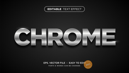 Silver chrome editable text effect - obrazy, fototapety, plakaty