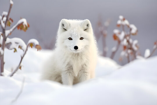 Adaptable Arctic Fox in Snowy Tundra - Captured by Generative AI

