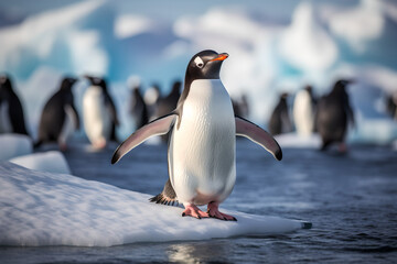 Fototapeta premium Regal Emperor Penguin in the Antarctic - Captured by Generative AI 