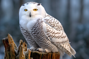 Fototapeta premium Majestic Snowy Owl in Flight - Captured by Generative AI 