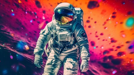Naklejka premium Astronaut in space suit, Astronaut in outer space. Generative AI