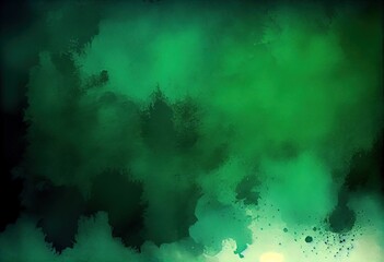 Darkgreen Watercolor Gradient: An Abstract Background, generative AI