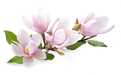 Obraz na płótnie Canvas AI generative. Beautiful magnolia flowers on white background.