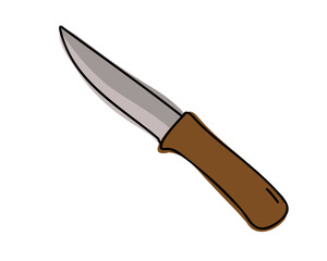 Knife isolated on white background, doodle vector illustration
