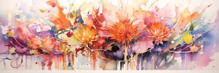 Watercolor painting of Beautiful abstract colorful flower, Generative AI