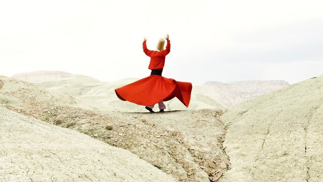 Sunset and whirling at the mountain, sufi. sufi whirling (Turkish: Semazen) is a form of Sama or physically active meditation which originated among Sufis.