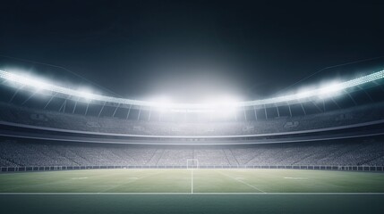 football stadium in the light of floodlights. football stadium at night. sport background. generative ai