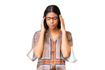 Young African American woman over isolated chroma key background with headache