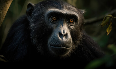 Obraz premium close up photo of howler monkey in its natural habitat. Generative AI