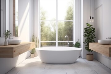 Fototapeta na wymiar room house indoor white bath apartment tub interior home window design. Generative AI.