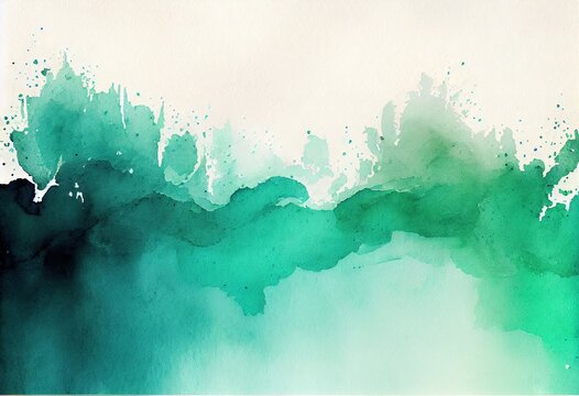 Seagreen Gradient Watercolor Background: An Abstract Masterpiece, generative AI © Michael