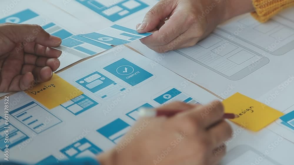 Wall mural ux graphic designer creative sketch planning application process development prototype wireframe for