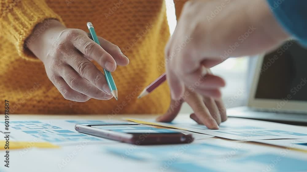 Wall mural ux graphic designer creative sketch planning application process development prototype wireframe for