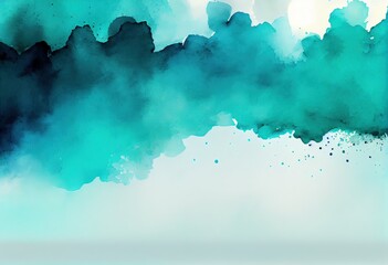 Turquoise-Blue Gradient Watercolor Background: A Stunning Abstract Design, generative AI