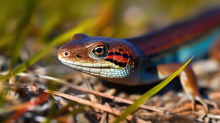 Fototapeta premium American Five-lined Skink in the wild. Generative AI