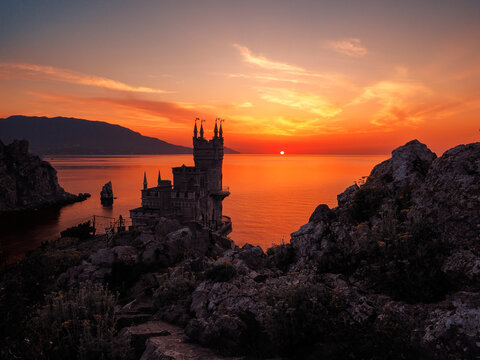 Swallow nest castle at the sunrise
