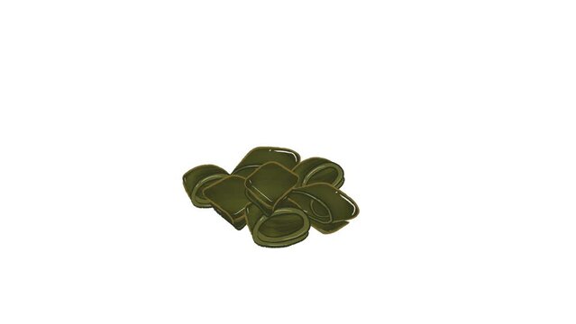 Sliced braised kelp in cartoon illustration video