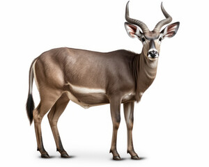 Naklejka na ściany i meble photo of kudu antelope isolated on white background. Generative AI