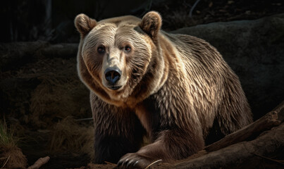 Obraz na płótnie Canvas photo of Kodiak bear in its natural habitat. Generative AI
