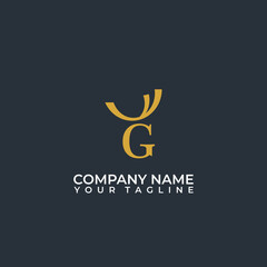 Elegant Letter G Deer Logo Design Vector.