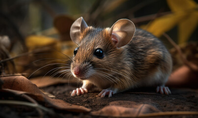 close up photo of kangaroo mouse on blurry natural background. Generative AI