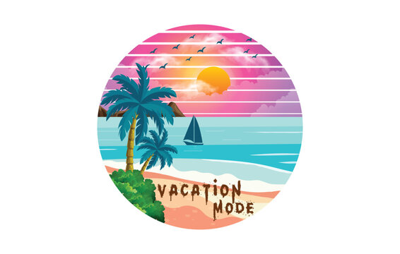 Vacation mode beach t shirt design