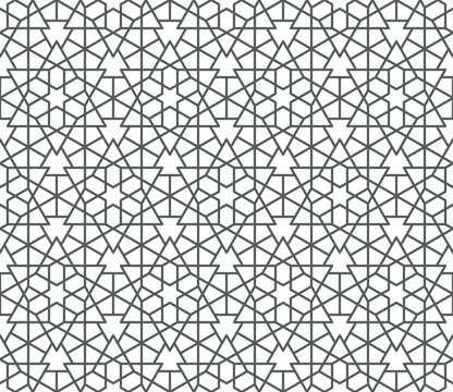 Seamless geometric pattern. Girih seamless pattern. Vector decorative ornamental pattern. Morocco Traditional Islamic Design. Mosque decoration element. Abstract background.