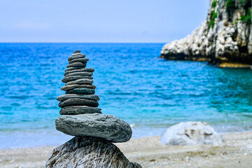 Rock and balance in Fakistra beach Pelion Greece