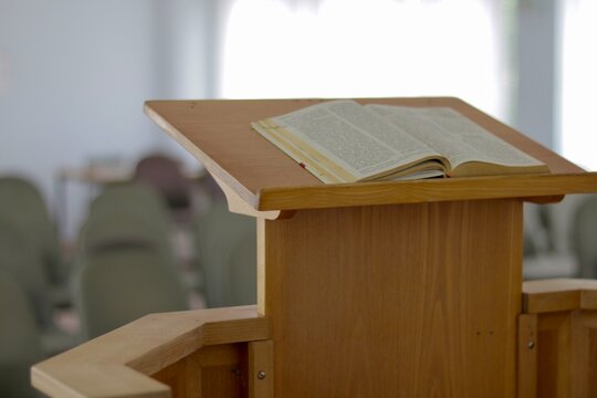 Bible book on podium 