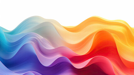 Waves of rainbow colors isolated on white background, AI Generated.  Generative AI