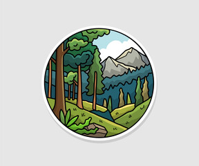 Vector sticker badge nature landscape vector illustration design