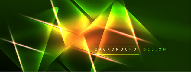 Vibrant Geometric Neon Shiny Line Background. A Bold and Stunning Display of Shapes, Lines, Colors, and Glow, Perfect for Futuristic Modern Designs, Hi-tech Presentations, Technology Web Pages