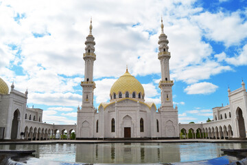 White mosque at Bolgar,under blue sky. UNESCO world heritage in Tatarstan, Russia.