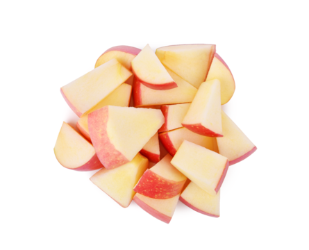 Slices of fresh red apple isolated on transparent background. PNG