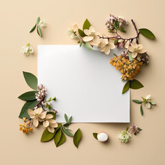 Nature's Frame: Blank Paper and Blossom
