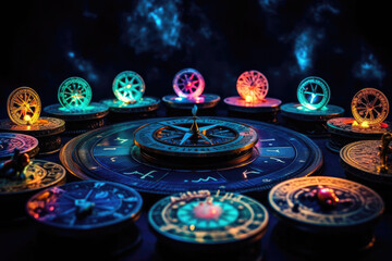 Wheel of Destiny, Horoscope and Astrology background created with Generative AI technology. - obrazy, fototapety, plakaty