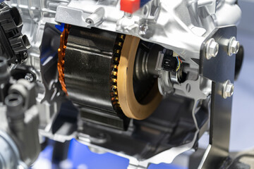 Fototapeta premium Electric car internal motor details